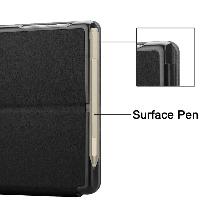 For Microsoft Surface Go 4 Case Foldable PU Leather Stand Full Protection Cover - Black - 7