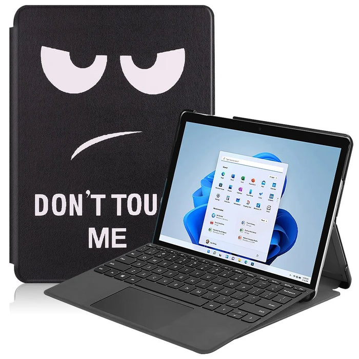 For Microsoft Surface Go 4 Case PU Leather Flip Stand Pattern Printing Design Protective Cover - Don't Touch Me - 1