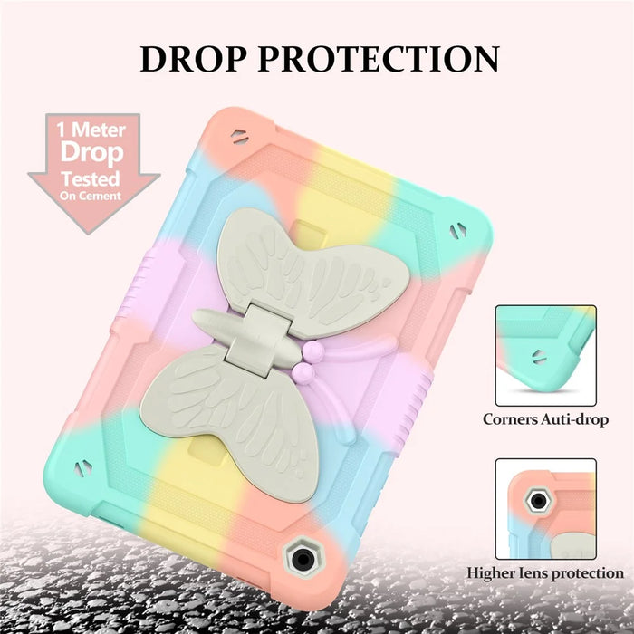 For Samsung Galaxy Tab A9+ Tablet Case Butterfly Shape Silicone + PC Kickstand Phone Cover with Shoulder Strap - 2