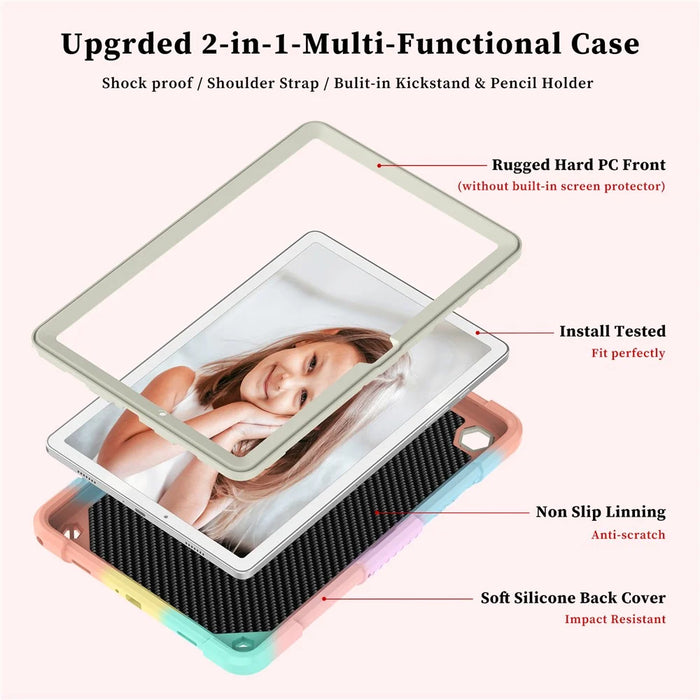 For Samsung Galaxy Tab A9+ Tablet Case Butterfly Shape Silicone + PC Kickstand Phone Cover with Shoulder Strap - 3