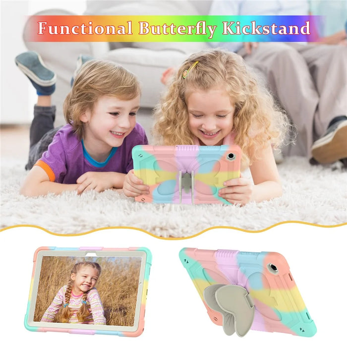For Samsung Galaxy Tab A9+ Tablet Case Butterfly Shape Silicone + PC Kickstand Phone Cover with Shoulder Strap - 4