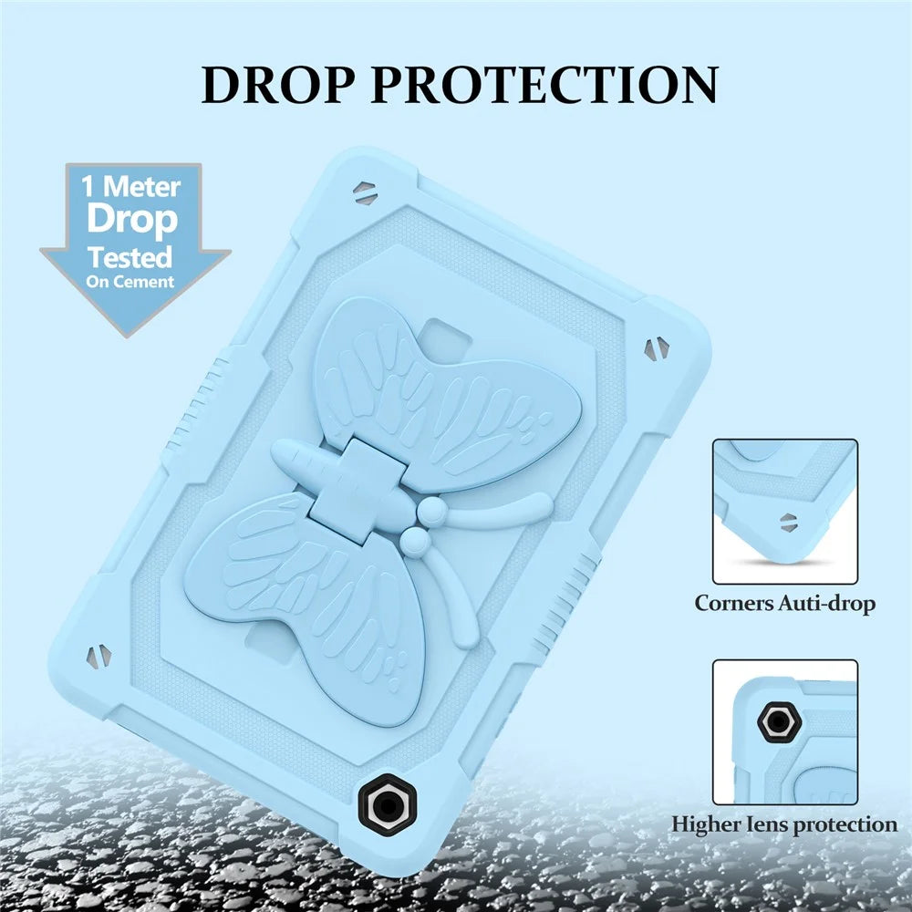 For Samsung Galaxy Tab A9+ Tablet Case Soft Silicone + PC Kickstand Butterfly Shape Cover - Blue - 2