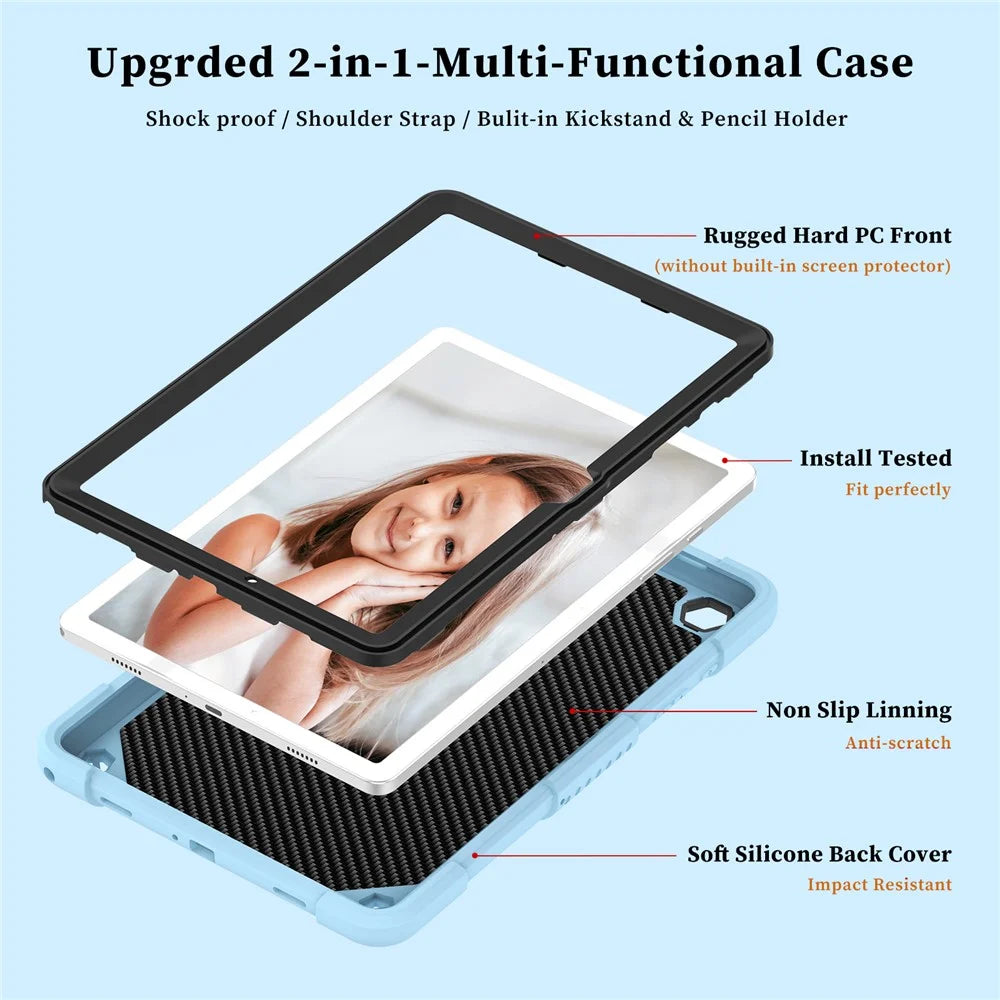 For Samsung Galaxy Tab A9+ Tablet Case Soft Silicone + PC Kickstand Butterfly Shape Cover - Blue - 3