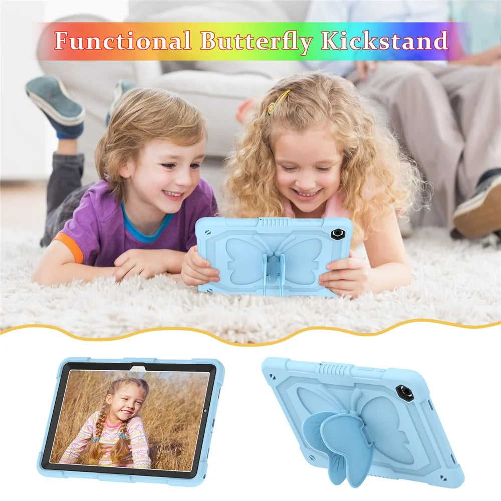 For Samsung Galaxy Tab A9+ Tablet Case Soft Silicone + PC Kickstand Butterfly Shape Cover - Blue - 4