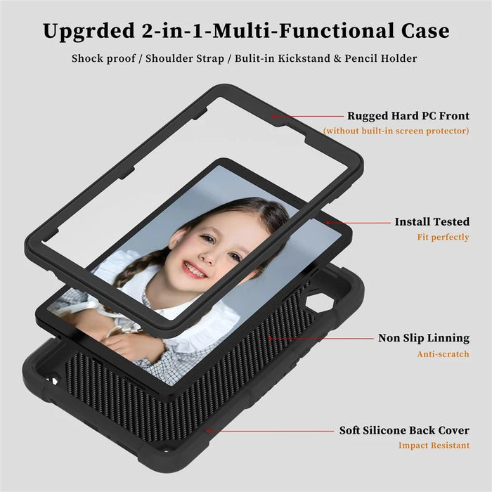 For Samsung Galaxy Tab A9  Tablet Case Butterfly Shape Silicone + PC Protective Cover with Shoulder Strap - Black - 2