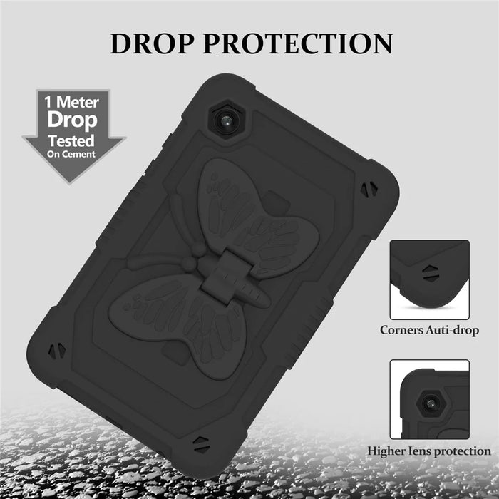 For Samsung Galaxy Tab A9  Tablet Case Butterfly Shape Silicone + PC Protective Cover with Shoulder Strap - Black - 3
