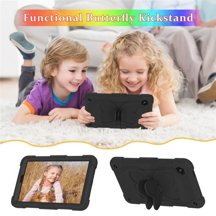 For Samsung Galaxy Tab A9  Tablet Case Butterfly Shape Silicone + PC Protective Cover with Shoulder Strap - Black - 4