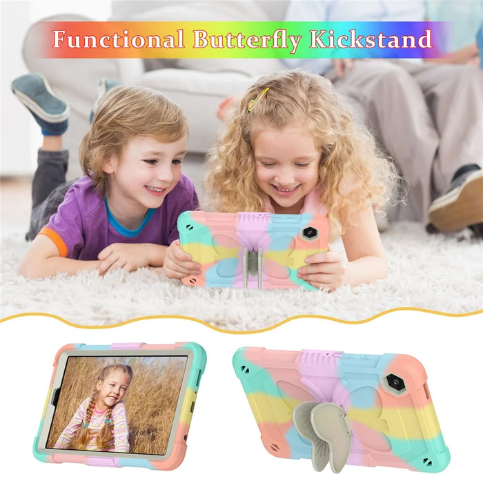 For Samsung Galaxy Tab A9 Tablet Case Silicone + PC Anti-scratch Kickstand Cover with Shoulder Strap - 4