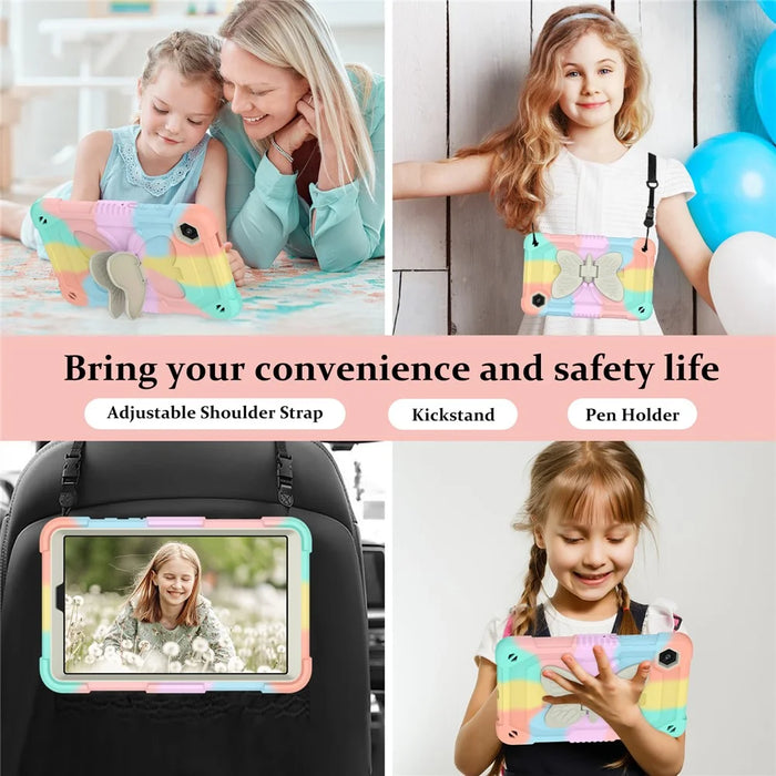 For Samsung Galaxy Tab A9 Tablet Case Silicone + PC Anti-scratch Kickstand Cover with Shoulder Strap - 5