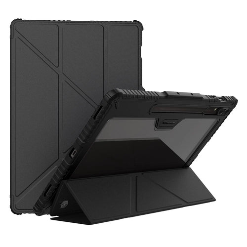 NILLKIN Bumper Leather Case Pro for Samsung Galaxy Tab S9 Ultra Protective Cover PU Leather Tablet Smart Shell - Black - 1