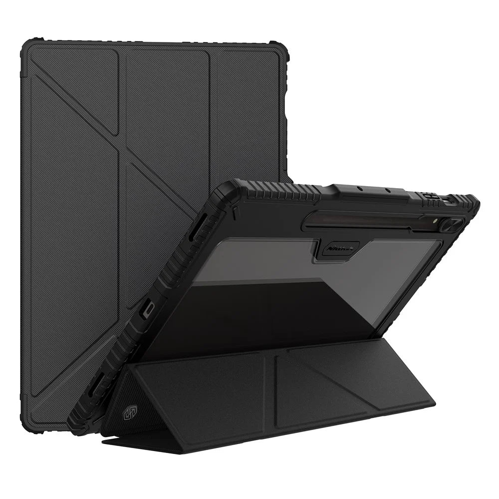 NILLKIN Bumper Leather Case Pro for Samsung Galaxy Tab S9 Ultra Protective Cover PU Leather Tablet Smart Shell - Black - 1