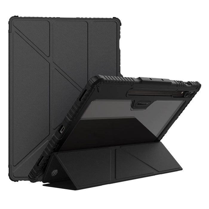NILLKIN Bumper Leather Case Pro for Samsung Galaxy Tab S9 Ultra Protective Cover PU Leather Tablet Smart Shell - Black - 1