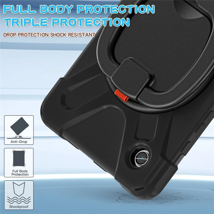 For Samsung Galaxy Tab A9 Case PC+Silicone Hand Grip Rotating Kickstand Tablet Cover - Black+Black - 6