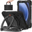 For Samsung Galaxy Tab A9 Case Rotary Kickstand PC+Silicone Cover with Shoulder Strap - Black+Black - 1