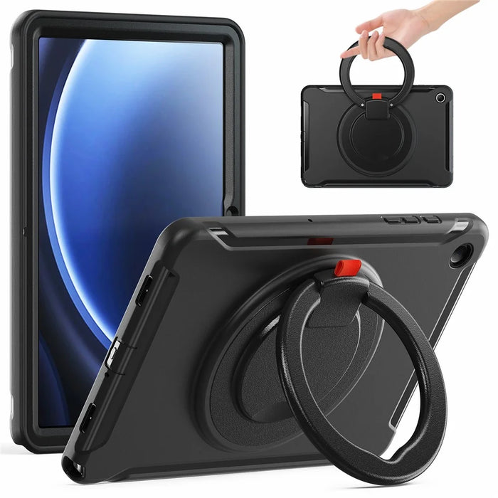 For Samsung Galaxy Tab A9+ Case Rotary Kickstand PC + TPU Tablet Cover - Black - 1