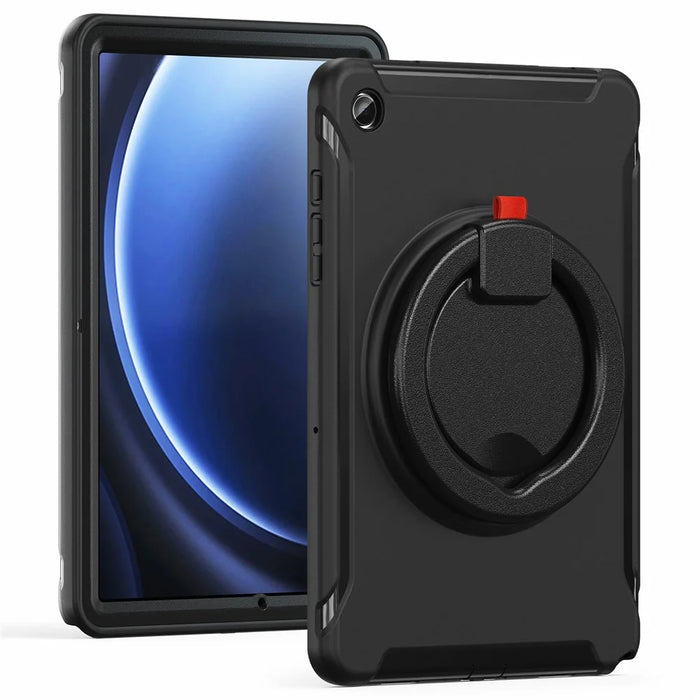 For Samsung Galaxy Tab A9+ Case Rotary Kickstand PC + TPU Tablet Cover - Black - 2