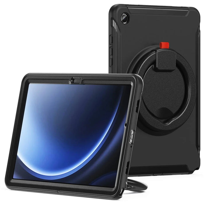 For Samsung Galaxy Tab A9+ Case Rotary Kickstand PC + TPU Tablet Cover - Black - 3