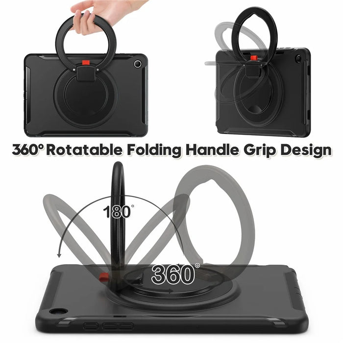 For Samsung Galaxy Tab A9+ Case Rotary Kickstand PC + TPU Tablet Cover - Black - 5