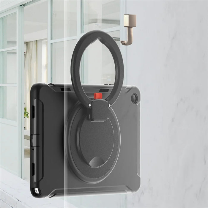 For Samsung Galaxy Tab A9+ Case Rotary Kickstand PC + TPU Tablet Cover - Black - 7