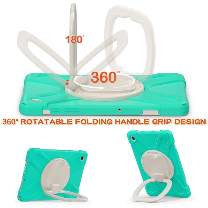 For Samsung Galaxy Tab A9+ Case PC+Silicone Tablet Cover with Rotating Kickstand - Mint Green - 2