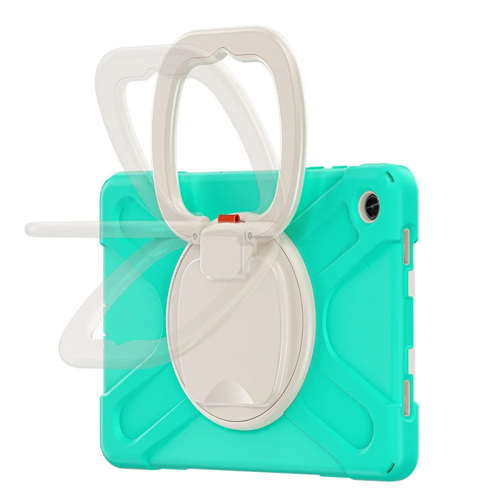For Samsung Galaxy Tab A9+ Case PC+Silicone Tablet Cover with Rotating Kickstand - Mint Green - 3