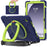 For Samsung Galaxy Tab A9+ Case Rotary Kickstand Anti-drop Tablet Cover with Shoulder Strap - Navy Blue+Yellowgreen - 1