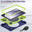 For Samsung Galaxy Tab A9+ Case Rotary Kickstand Anti-drop Tablet Cover with Shoulder Strap - Navy Blue+Yellowgreen - 3