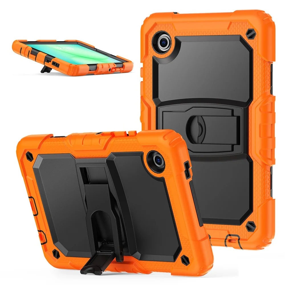 For Samsung Galaxy Tab A11 / A9 Case Kickstand Tablet Cover with Shoulder Strap - Orange - 1