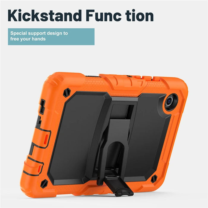For Samsung Galaxy Tab A11 / A9 Case Kickstand Tablet Cover with Shoulder Strap - Orange - 4