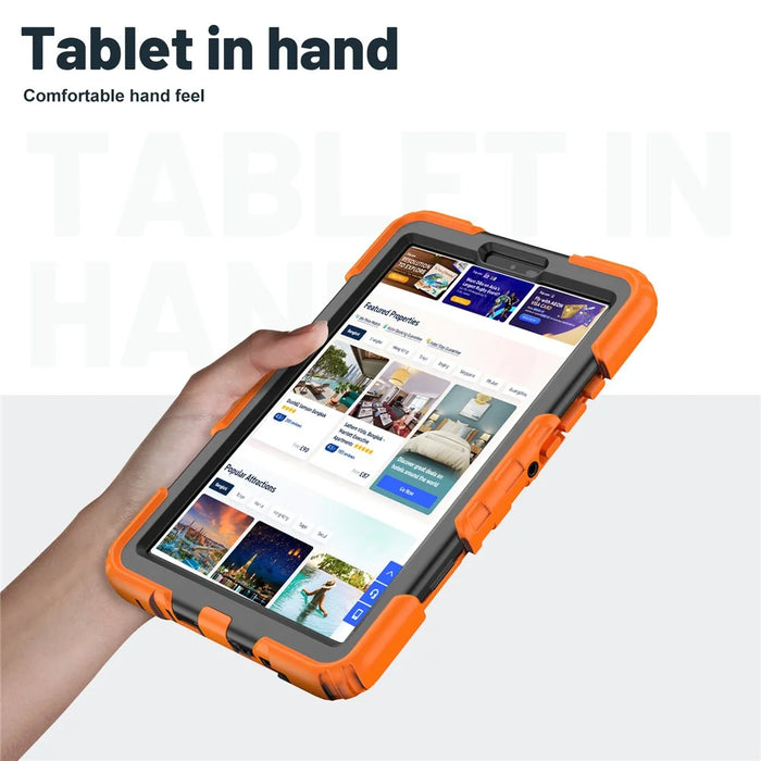 For Samsung Galaxy Tab A11 / A9 Case Kickstand Tablet Cover with Shoulder Strap - Orange - 5