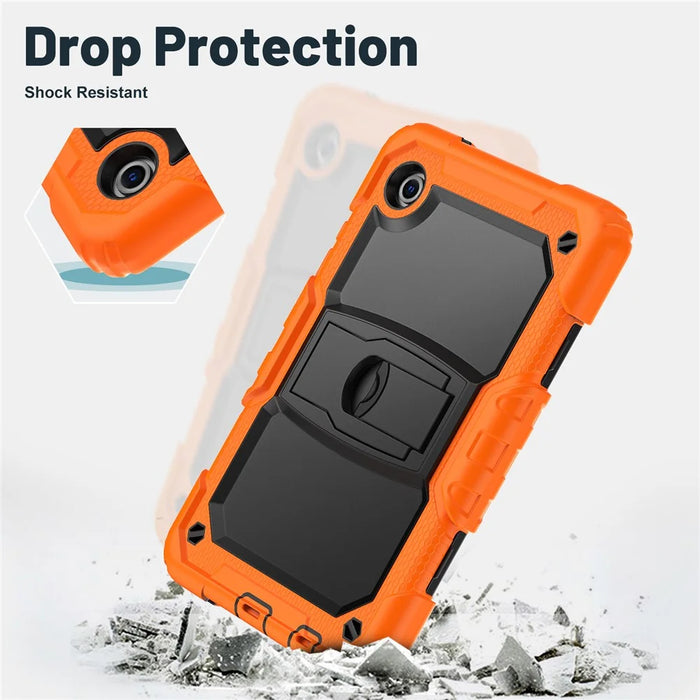 For Samsung Galaxy Tab A11 / A9 Case Kickstand Tablet Cover with Shoulder Strap - Orange - 7