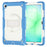For Samsung Galaxy Tab A11+ / A9+ PC+Silicone Case Rugged Kickstand Tablet Cover - Beige+Cyan Blue - 2