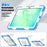 For Samsung Galaxy Tab A11+ / A9+ PC+Silicone Case Rugged Kickstand Tablet Cover - Beige+Cyan Blue - 6