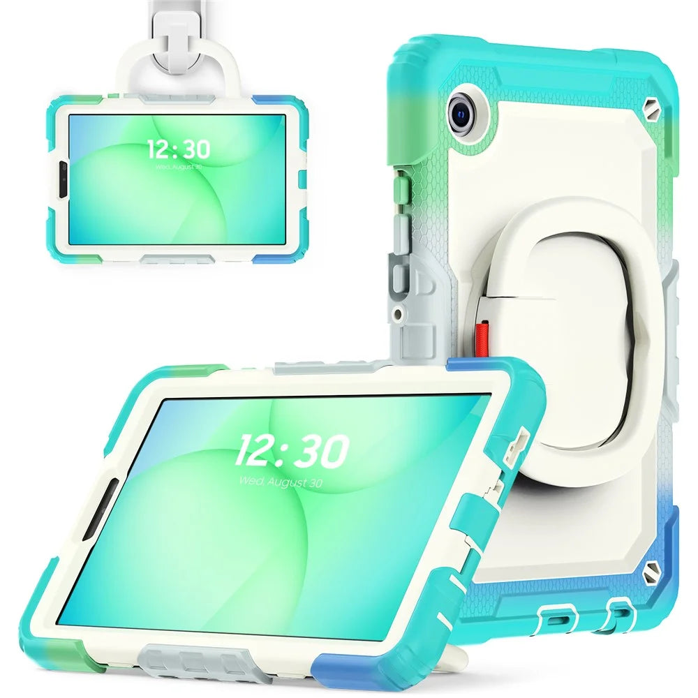 For Samsung Galaxy Tab A11 / A9 Kickstand Cover Tablet Case with Shoulder Strap / PET Screen Protector - Colorful Baby Blue - 2