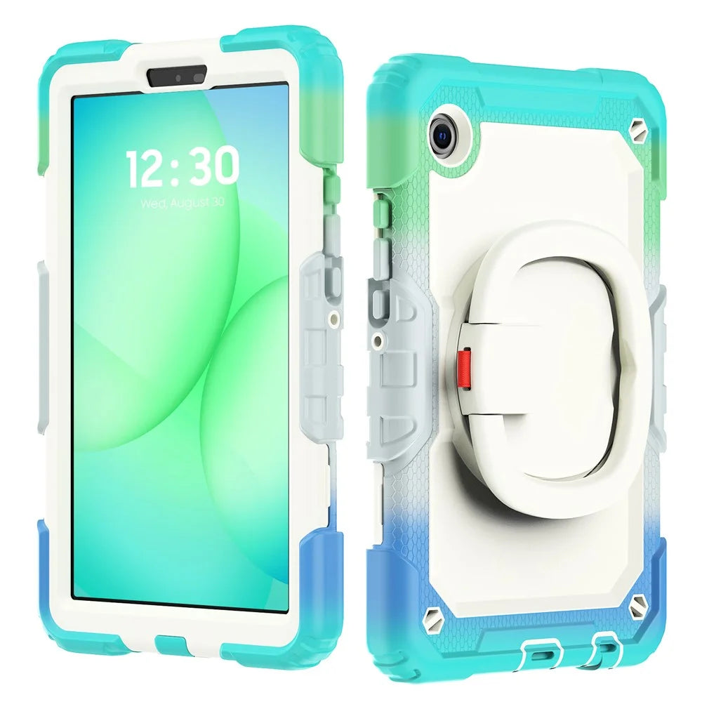 For Samsung Galaxy Tab A11 / A9 Kickstand Cover Tablet Case with Shoulder Strap / PET Screen Protector - Colorful Baby Blue - 3