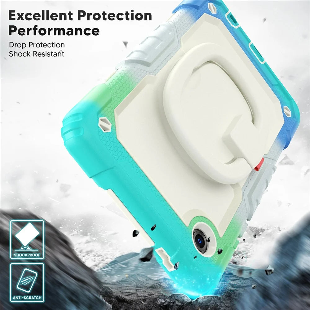 For Samsung Galaxy Tab A11 / A9 Kickstand Cover Tablet Case with Shoulder Strap / PET Screen Protector - Colorful Baby Blue - 5