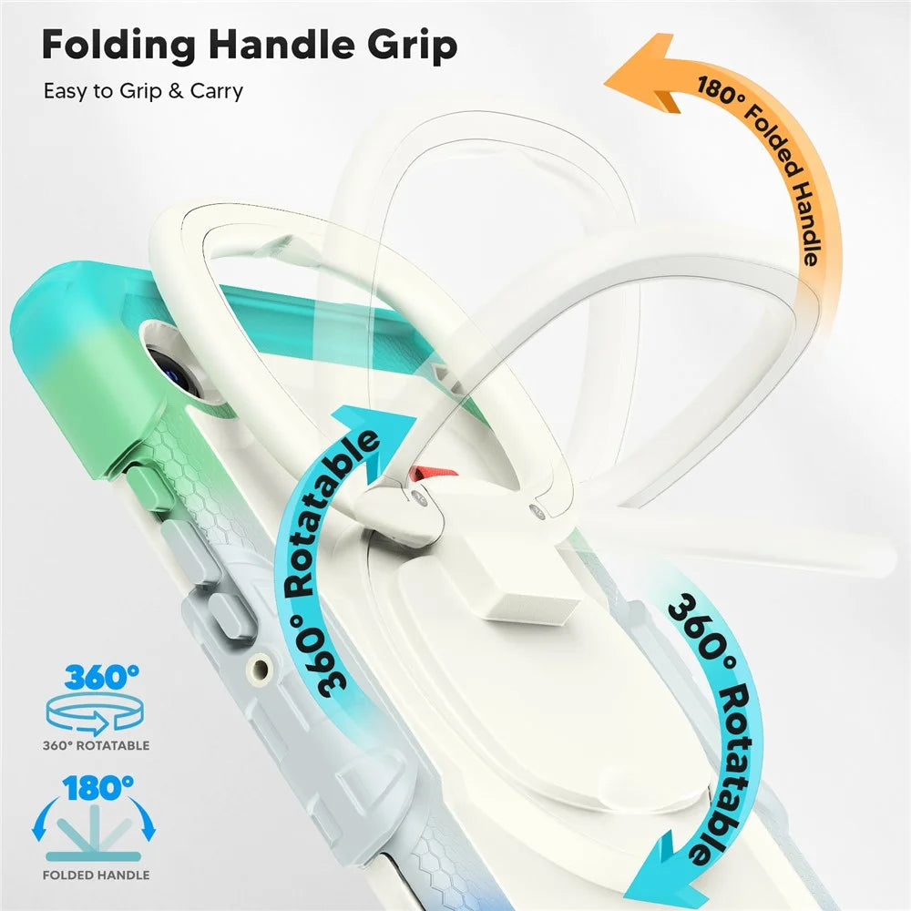 For Samsung Galaxy Tab A11 / A9 Kickstand Cover Tablet Case with Shoulder Strap / PET Screen Protector - Colorful Baby Blue - 6