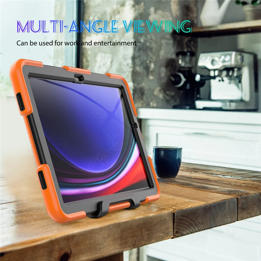 For Samsung Galaxy Tab A11+ / A9+ PC+Silicone Tablet Case Dustproof Kickstand Cover - Orange - 2