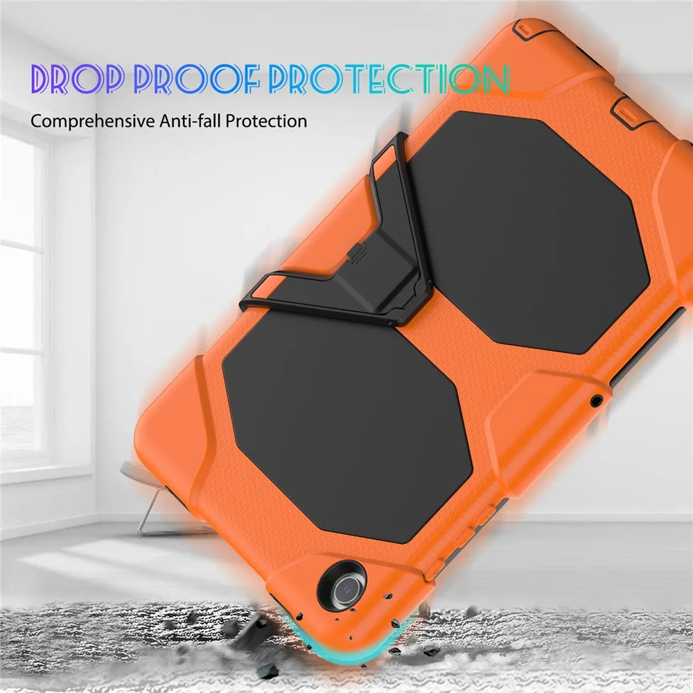For Samsung Galaxy Tab A11+ / A9+ PC+Silicone Tablet Case Dustproof Kickstand Cover - Orange - 4
