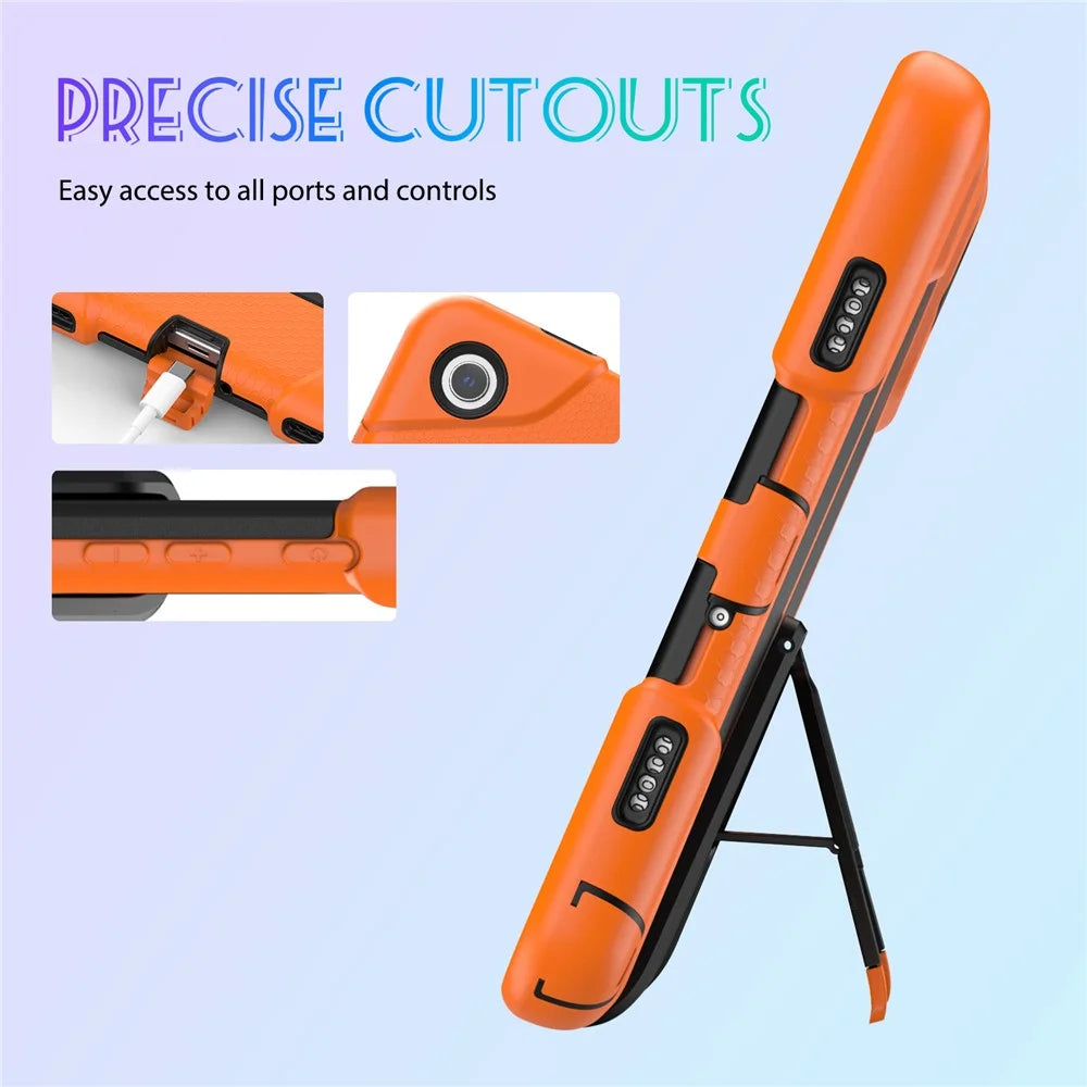 For Samsung Galaxy Tab A11+ / A9+ PC+Silicone Tablet Case Dustproof Kickstand Cover - Orange - 6