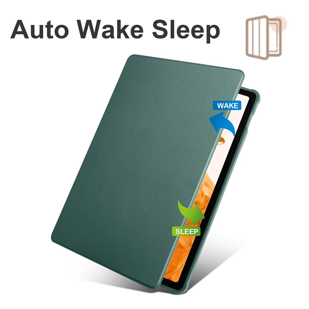 For Samsung Galaxy Tab S8+ PU Leather+Acrylic Tablet Cover Rotary Kickstand Case - Blackish Green - 4