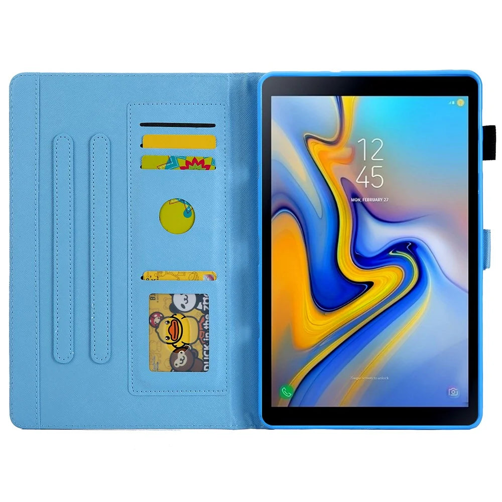 For Samsung Galaxy Tab A11+ / A9+ X210 / 215 / X216B Folding Stand Cover Leather Pattern Smart Tablet Case - Sunflower - 3