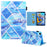 For Samsung Galaxy Tab A11 / A9 X110 / X115 Leather Case Auto Wake / Sleep Pattern Tablet Cover - Blue Checkerboard - 1