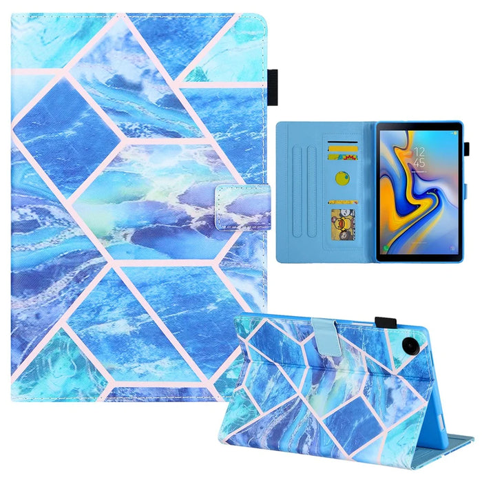 For Samsung Galaxy Tab A11 / A9 X110 / X115 Leather Case Auto Wake / Sleep Pattern Tablet Cover - Blue Checkerboard - 1