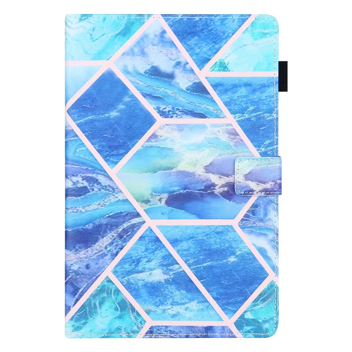 For Samsung Galaxy Tab A11 / A9 X110 / X115 Leather Case Auto Wake / Sleep Pattern Tablet Cover - Blue Checkerboard - 6