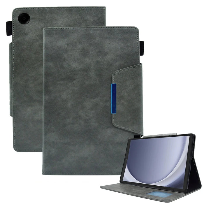 For Samsung Galaxy Tab A11 / A9 X110 / X115 PU Leather Case Smart Flip Protective Tablet Cover - Grey - 1