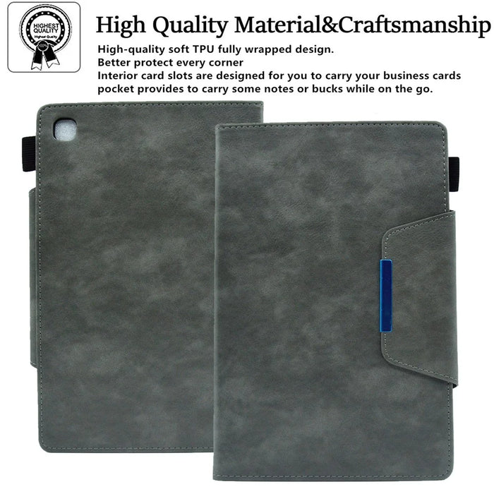 For Samsung Galaxy Tab A11 / A9 X110 / X115 PU Leather Case Smart Flip Protective Tablet Cover - Grey - 6