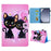 For Samsung Galaxy Tab A11 / A9 X110 / X115 Flip Stand Case PU Leather Pattern Tablet Cover - Two Cats - 1