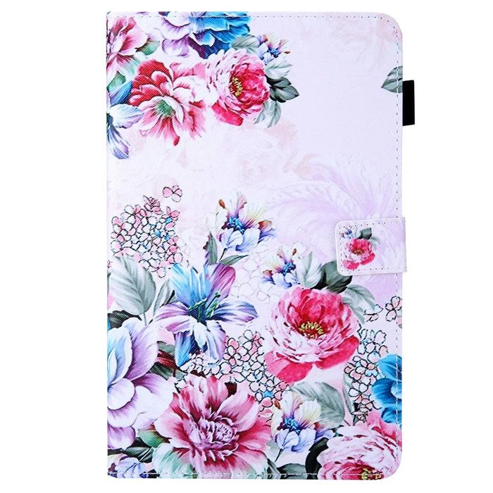 For Samsung Galaxy Tab A9 X110 / X115 Leather Folio Case Auto Sleep / Wake Pattern Sleeve Cover - Roses - 7
