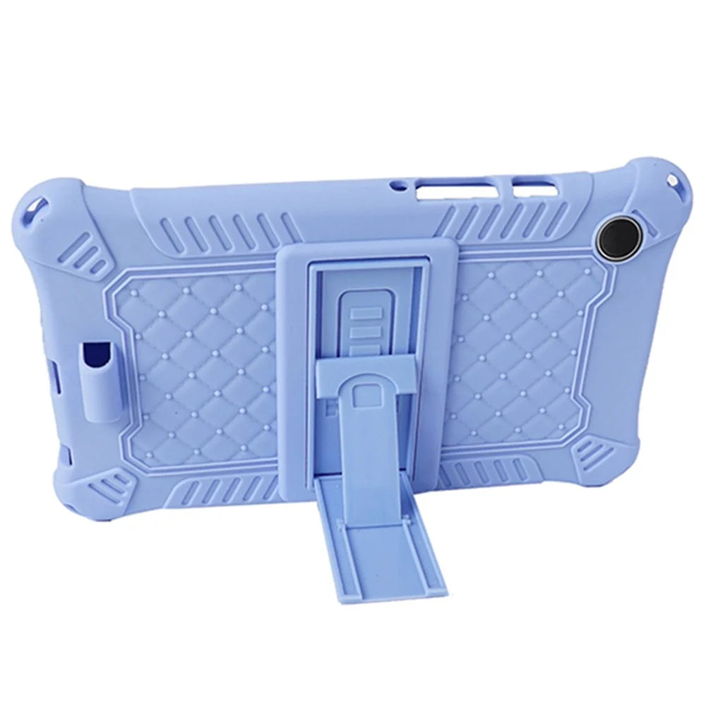 For Samsung Galaxy Tab A9 Soft Skin Silicone Case Kickstand Protective Tablet Cover - Light Purple - 2